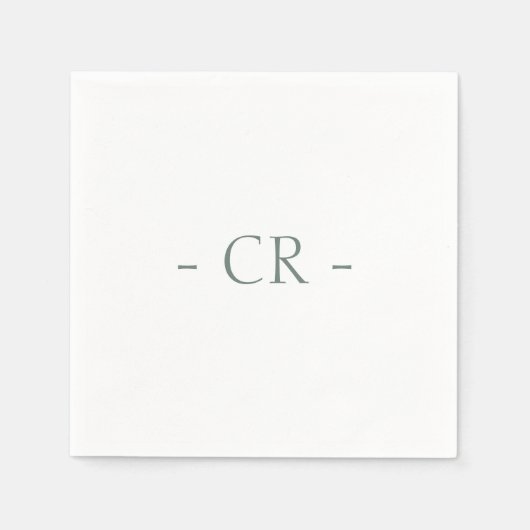 Eenvoudige Sage Groene Paar Initialen Monogram Servet (Voorkant)