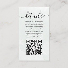 Eenvoudige Sage Groene QR Code Bruiloft Details Informatiekaartje