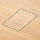 Eenvoudige Sage Groene Rand Script Bruiloft Acryl Uitnodigingen (Laagn)