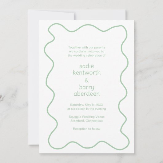 Eenvoudige Sage Groene Squiggle Lijst Moderne Brui Kaart (Voorkant)