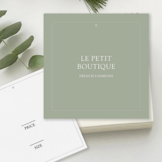 Eenvoudige Sage Kleding Winkel Prijs Label Vierkante Visitekaartjes