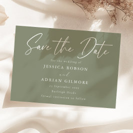 Eenvoudige Sage Minimal Modern Wedding Save The Date