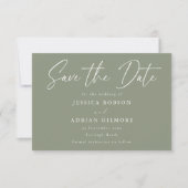 Eenvoudige Sage Minimal Modern Wedding Save The Date (Voorkant)