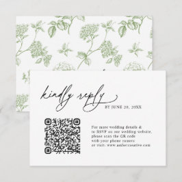 Eenvoudige Sage Minimalistische QR-code Trouw-RSvp RSVP Kaartje