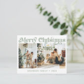 Eenvoudige Sage minimalistische retro kerst twee f Feestdagenkaart (Staand voorkant)