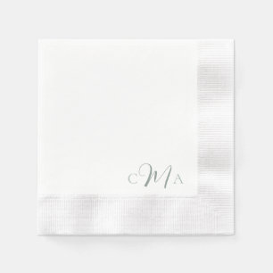 Eenvoudige Sage Monogram Combo Font Wedding Cockta Servet