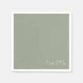 Eenvoudige Sage Script Namen Wedding Cocktail Servet (Voorkant)