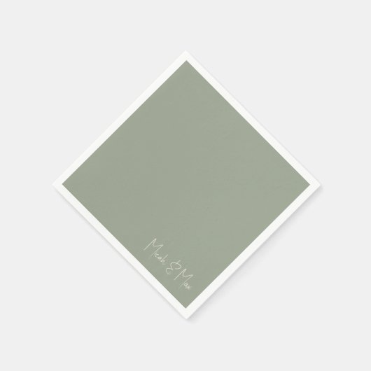 Eenvoudige Sage Script Namen Wedding Cocktail Servet (Hoek)