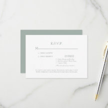 Eenvoudige Sage & Witte Huwelijks RSVP Kaart