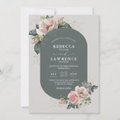 Eenvoudige salie blozen botanische bruiloft uitnod kaart (Voorkant)