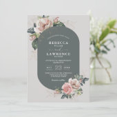 Eenvoudige salie blozen botanische bruiloft uitnod kaart (Staand voorkant)