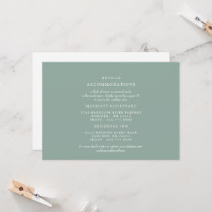 Eenvoudige Salie Bruiloftsdetails 2 Hotel Kaart