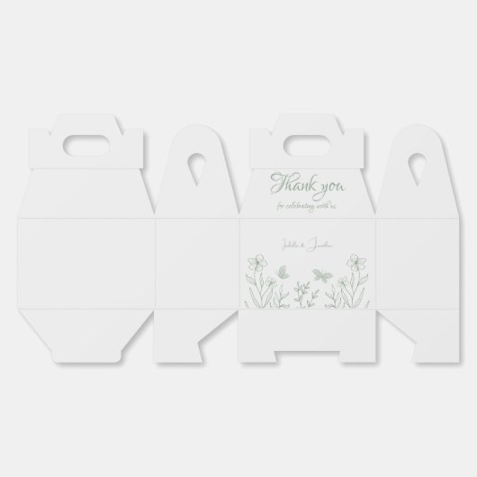 Eenvoudige salie groene botanische bruiloft bedankdoosjes (Ongevouwen)