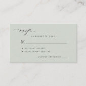 Eenvoudige salie groene bruiloft RSVP Informatiekaartje (Voorkant)