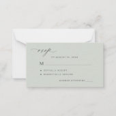 Eenvoudige salie groene bruiloft RSVP mini Notitiekaartje (Voorkant)