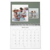 Eenvoudige salie groene visgraat klassieke familie kalender (Mar 2026)
