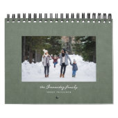 Eenvoudige salie groene visgraat klassieke familie kalender (Hoes)