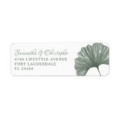 Eenvoudige saliegroen Ginkgo-blad Bruiloft Etiket (Voorkant)