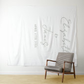 Eenvoudige Saliegroen Script Trouwfoto Achtergrond Wandkleed (In Situ (horizontaal))