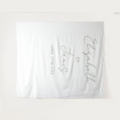 Eenvoudige Saliegroen Script Trouwfoto Achtergrond Wandkleed (Voorkant (horizontaal))