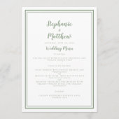 Eenvoudige saliegroen witte trouw-elegante diner menu (Voorkant)