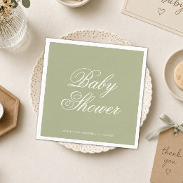 Eenvoudige saliegroene babyshowerfeestje servet