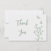 Eenvoudige saliegroene bloemige bruiloft bedankkaart (Voorkant)