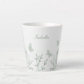 Eenvoudige saliegroene botanische afbeeldingen latte mok (Voorkant)