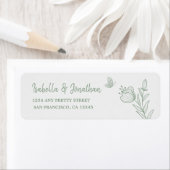 Eenvoudige saliegroene botanische bruiloft etiket (Insitu)