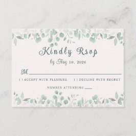 Eenvoudige saliegroene botanische minimalistische  RSVP kaartje