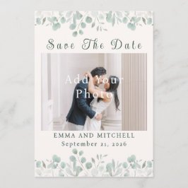 Eenvoudige saliegroene botanische minimalistische  save the date
