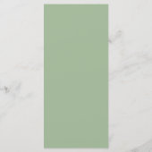 Eenvoudige Saliegroene Bruiloft Menu (Achterkant)