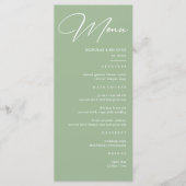 Eenvoudige Saliegroene Bruiloft Menu (Voorkant)