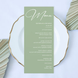 Eenvoudige Saliegroene Bruiloft Menu