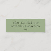 Eenvoudige saliegroene huwelijksreceptie mini visitekaartje (Voorkant)