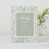 Eenvoudige saliegroene lijnkunst wilde bloem kaart (Staand voorkant)