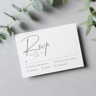 Eenvoudige Saliegroene Moderne RSVP Kaart