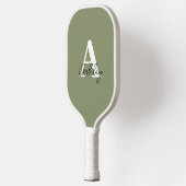 Eenvoudige Saliegroene Monogram Beginletters Pickleball Paddle (Links)