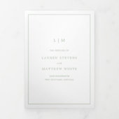 Eenvoudige Saliegroene Monogram Elegante Trouw Drieluik Uitnodiging (Cover)