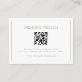Eenvoudige Saliegroene Monogram QR Code Elegante T Informatiekaartje