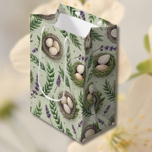 Eenvoudige Saliegroene Paaseieren Lavendel Nest Medium Cadeauzakje