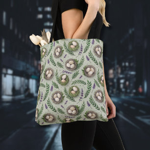 Eenvoudige Saliegroene Paaseieren Lavendel Nest Tote Bag