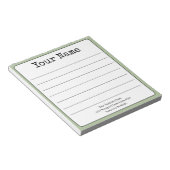 Eenvoudige saliegroene retro gelinieerde voeg uw n notitieblok (Schuin)