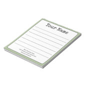 Eenvoudige saliegroene retro gelinieerde voeg uw n notitieblok (Linkerzijde)