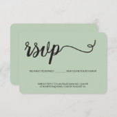 Eenvoudige saliegroene RSVP zonder mailing gereser (Voorkant / Achterkant)
