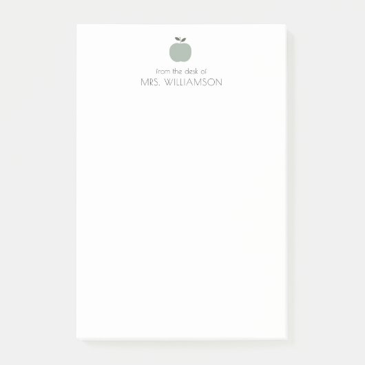 Eenvoudige saliegroene schattige appel gepersonali post-it® notes (Voorkant)