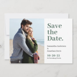 Eenvoudige Saliegroene Vette Typografie Foto Save The Date