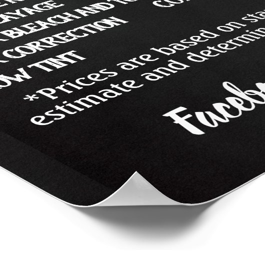 Eenvoudige Salon Menu Poster (Hoek)