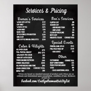 Eenvoudige Salon Menu Poster