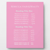 Eenvoudige Salon Spa Pricing & Service Pink Displa Fotoplaat (Voorkant)
